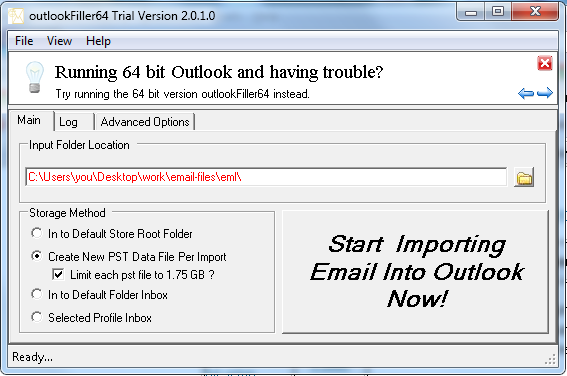 OutlookFiller Screenshot
